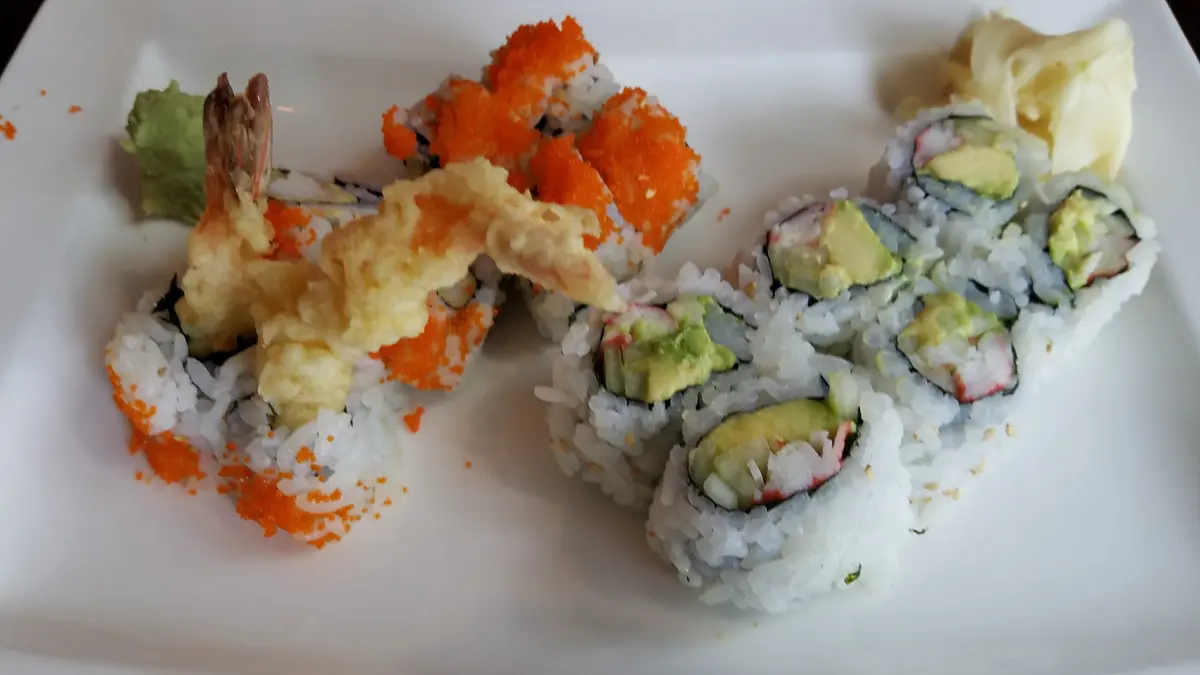 California roll and shrimp tempura roll at Abis in Greenwich